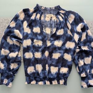 Women's Blue and White Top